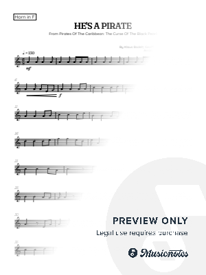 He's a Pirate • Pirates of the Caribbean | french horn sheet music