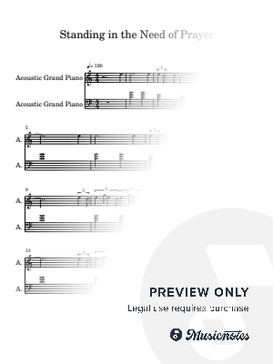 Standing in the Need of Prayer by Extreme Midi - Sheet Music
