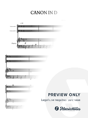 Pachelbel • Canon in D • cello duet sheet music w/ piano accompaniment by Benzaiten Editions - Sheet Music