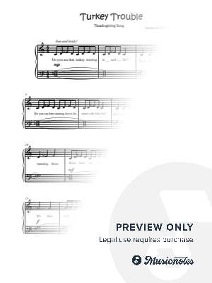 "Turkey Trouble" (Easy Piano, Thanksgiving, with Lyrics)