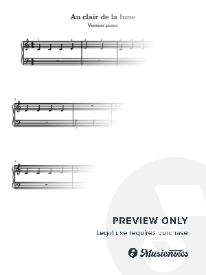 Au clair de la lune (Easy piano) by Benjamin Pedemonte - Sheet Music