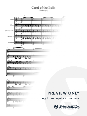 Carol of the Bells (Shchdryk) - Mykola Leontovych - Wind Quintet (Full version)