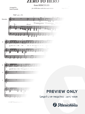 Zero To Hero from Hercules (SATB choir with piano)