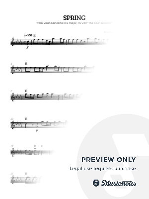 Vivaldi • The Four Seasons: Spring | alto sax sheet music (chords) by Benzaiten Editions - Sheet Music