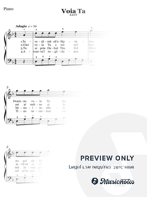 Voia Ta (EASY PIANO and VOICE)