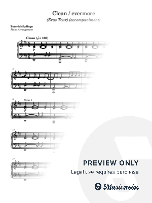 Clean / evermore (Eras Tour Version) [accompaniment] by TutorialsByHugo - Sheet Music