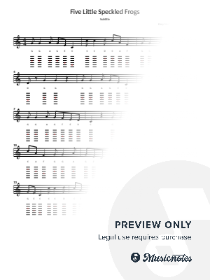 "Five Little Speckled Frogs" - - sheet guitar with note names & tab by Piano eTutor App - Sheet Music
