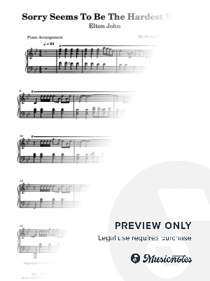 Sorry Seems To Be the Hardest Word by Piano Go Life  - Sheet Music