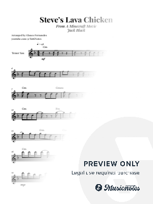 Steve's Lava Chicken - A Minecraft Movie | TENOR SAX SOLO by Glauco Fernandes - Sheet Music