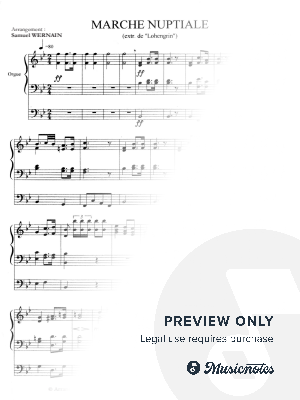 Wedding March or Bridal Chorus by Wagner - Marche nuptiale ou Marche des fiançailles (for organ)