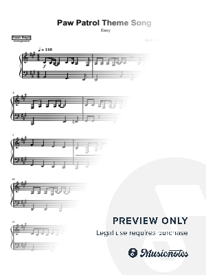 PAW Patrol Theme Song by Atlantic Lights - Sheet Music