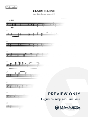 Debussy • Clair de Lune | cello sheet music 