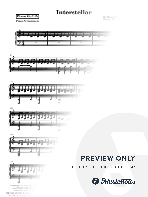 Interstellar (Main Theme) [easy] by Piano Go Life  - Sheet Music