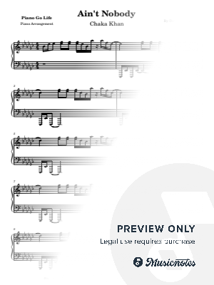 Ain't Nobody by Piano Go Life  - Sheet Music