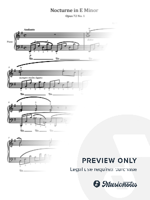 Chopin,Nocturne in E Minor,Op.72 No.1,for Piano Solo Original With Fingering
