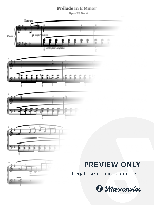 Chopin,Preludes, Op.28 No.4 in E Minor, for Piano Solo With Fingering Original