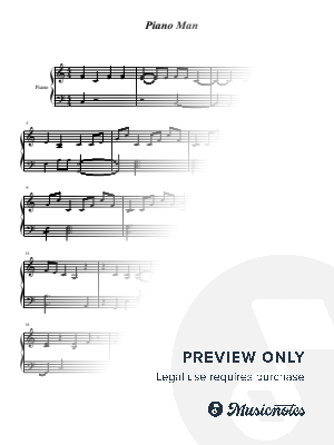 Piano Man, for Piano Solo, Billy Joel