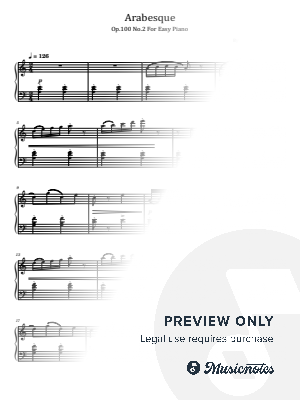 Friedrich Burgmüller, Arabesque, Op.100 No.2, for Easy Piano by hotson - Sheet Music