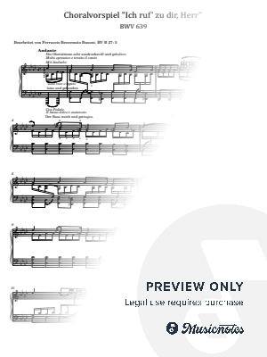J.S.Bach-Busoni, Ich ruf zu dir, Herr Jesu Christ, BWV 639 BV B 27, for Piano Solo Original 