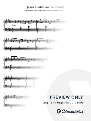 Bach Jesus bleibet meine Freude, BWV 147, for Piano Solo Original