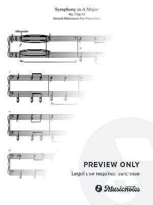 Beethoven, Symphony No.7 in A Major, Op. 92, 2nd Mov, for Piano Solo Original by hotson - Sheet Music