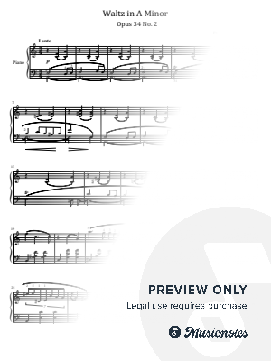 Chopin, Waltz in A Minor, Op.34 No. 2, Original With Fingering