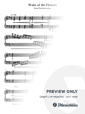 Tchaikovskyi, Waltz of the Flowers, from The Nutcracker, for Piano Solo