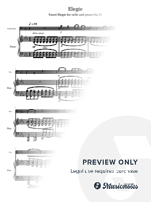 Gabriel Fauré, Elégie Op.24, for Cello and Piano Original Score and Parts by hotson - Sheet Music