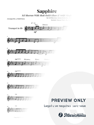 Sapphire - Ed Sheeran | TRUMPET SOLO (Original Key) by Glauco Fernandes - Sheet Music