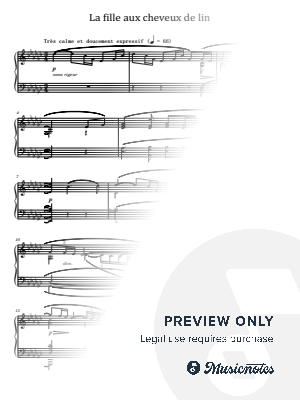 Debussy, La fille aux cheveux de lin, for Piano Solo Original With Fingering