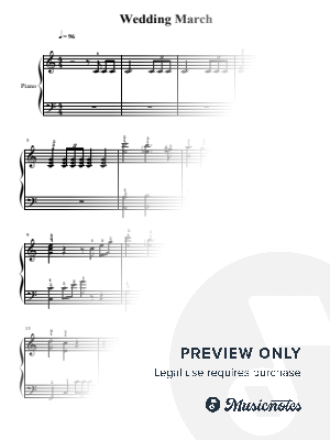 Mendelssohn, Wedding March, for Easy Piano, With Fingering, C Major by hotson - Sheet Music