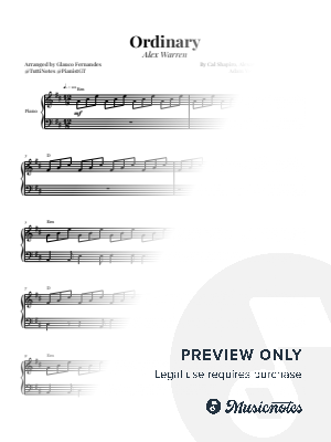 Ordinary by Alex Warren | PIANO WITH CHORDS (ADVANCED) by Glauco Fernandes - Sheet Music