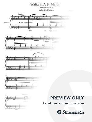 Chopin, Waltz Op.69 No.1 in A-flat Major, Valse De Ladieu, Original With Fingering