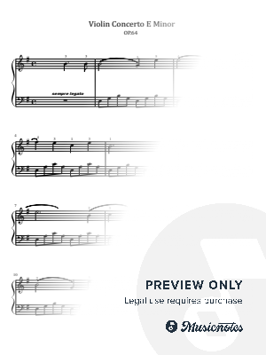 Mendelssohn, Violin Concerto in E minor Op.64, for Easy Piano With Fingering