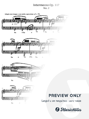 Brahms, 3 Intermezzi, Op.117 No.2, for Piano Solo Original With Fingering