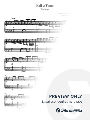 Hall of Fame, The Script, for Piano Solo by hotson - Sheet Music