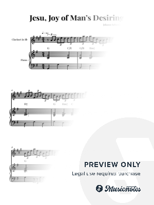 Jesu, Joy of Man's Desiring - Bach | Bb CLARINET & PIANO (with Chords) by Glauco Fernandes - Sheet Music