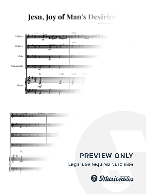 Jesu, Joy of Man's Desiring - Bach | PIANO QUINTET (String Quartet & Piano with Chords) by Glauco Fernandes - Sheet Music