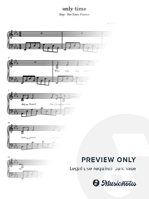 Only time, Enya, for Easy Piano With Lyrics