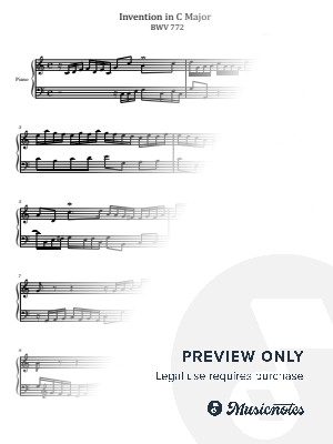 J S Bach, Invention in C Major, BWV 772, for Easy Piano Original