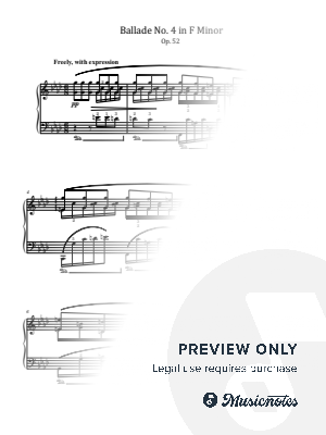 Chopin, Ballade No. 4 in F Minor, Op.52, for Piano Solo Original With Fingering