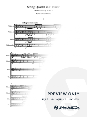 Haydn, String Quartet in F minor, Hob.III 35, Op.20 No.5, Original Full Score and Parts by hotson - Sheet Music