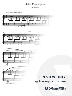 Debussy, Pour le piano L.95 No.1 I. Prélude, for Piano Solo With Fingering Original by hotson - Sheet Music