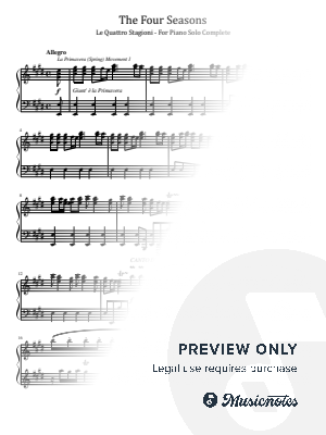 Vivaldi, The Four Seasons, Le Quattro Stagioni, for Piano Solo Complete by hotson - Sheet Music