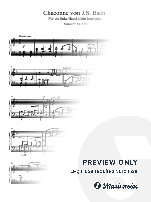 Brahms, Chaconne von J. S. Bach (No.5), Anh.1a/1, for Piano Solo Original With Fingering