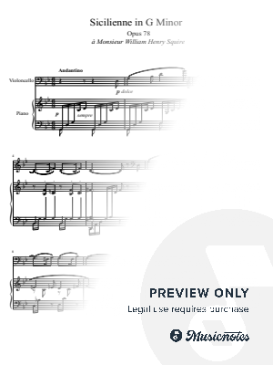 Gabriel Fauré, Sicilienne in G Minor, Op.78, for Cello and Piano Original by hotson - Sheet Music