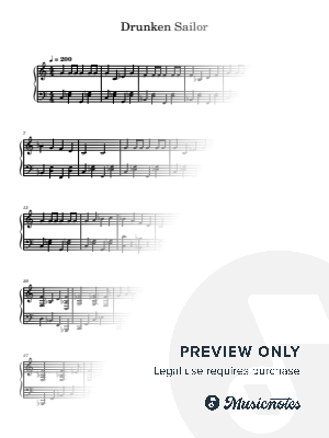 Drunken Sailor - Easy Piano Arrangement 