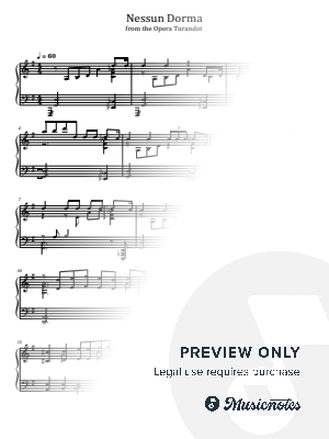 Nessun Dorma (None Shall Sleep), from the Opera Turandot, for Piano Solo by hotson - Sheet Music