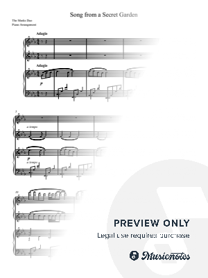 Song from a Secret Garden (Intermediate level) by The Meeks Duo - Sheet Music