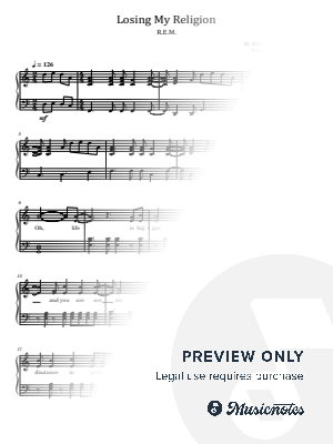 Losing My Religion, R.E.M. for Piano Solo With Lyrics by hotson - Sheet Music